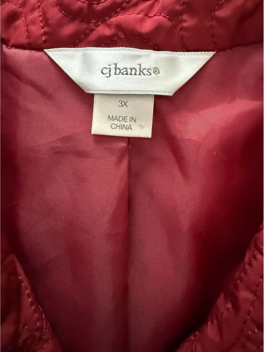 CJ Banks Women's Jacket Coat Size 3X Red Wine Outerwear Polyester Snaps Pockets